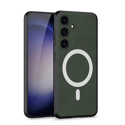 Galaxy S24 Uyumlu Kılıf M-safe Şarj Özellikli Deri Tasarımlı Zore Kıpta Nubuk Kapak