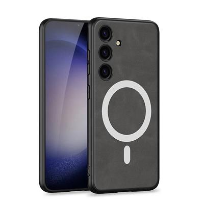 Galaxy S24 Uyumlu Kılıf M-safe Şarj Özellikli Deri Tasarımlı Zore Kıpta Nubuk Kapak