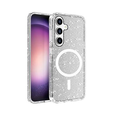 Galaxy S25 Plus Uyumlu Kılıf M-safe Şarj Özellikli Parlayan Simli Saydam Renkli Zore Allstar Kapak