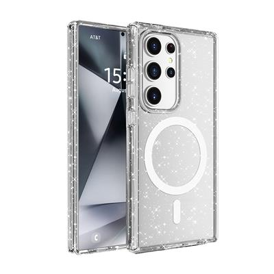 Galaxy S25 Ultra Uyumlu Kılıf M-safe Şarj Özellikli Parlayan Simli Saydam Renkli Zore Allstar Kapak