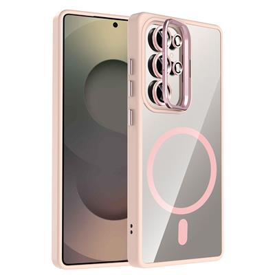 Galaxy S25 Ultra Uyumlu Kılıf Standlı ve Kamera Lens Hediyeli M-Safe Şarj Özellikli Zore Etro Kapak