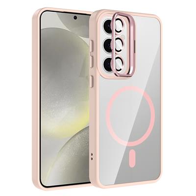 Galaxy S25 Uyumlu Kılıf Standlı ve Kamera Lens Hediyeli M-Safe Şarj Özellikli Zore Etro Kapak