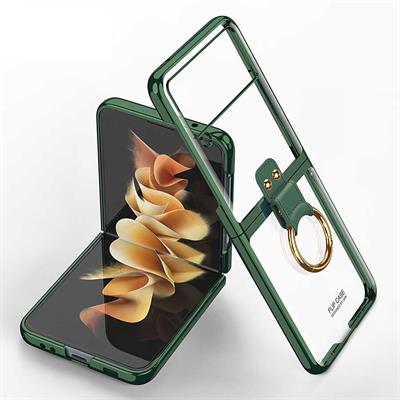 Galaxy Z Flip 3 Uyumlu Kılıf Zore Yüzüklü Kıpta Kapak
