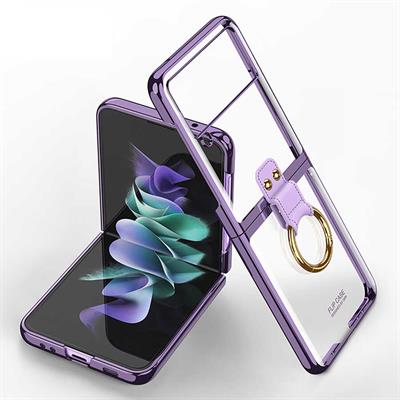 Galaxy Z Flip 3 Uyumlu Kılıf Zore Yüzüklü Kıpta Kapak