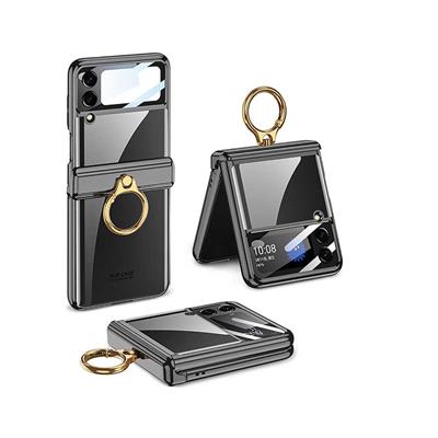 Galaxy Z Flip 4 Uyumlu Kılıf Zore Kıpta Yüzüklü Lens Korumalı Kapak