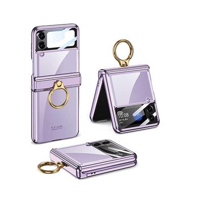 Galaxy Z Flip 4 Uyumlu Kılıf Zore Kıpta Yüzüklü Lens Korumalı Kapak