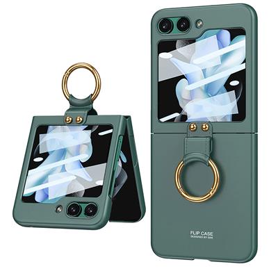 Galaxy Z Flip 5 Uyumlu Kılıf Zore Kıpta Yüzüklü Flip Sert Kapak