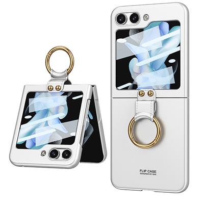 Galaxy Z Flip 5 Uyumlu Kılıf Zore Kıpta Yüzüklü Flip Sert Kapak