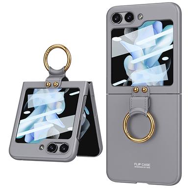 Galaxy Z Flip 5 Uyumlu Kılıf Zore Kıpta Yüzüklü Flip Sert Kapak