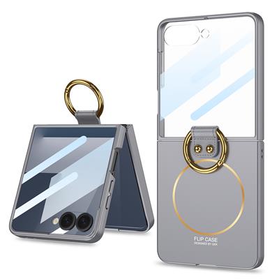 Galaxy Z Flip 7 Uyumlu Kılıf M-safe Şarj Özellikli Zore Kıpta Yüzüklü Flip Sert Kapak