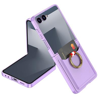 Galaxy Z Flip 7 Zore Kıpta Yüzüklü Kartlıklı Kapak