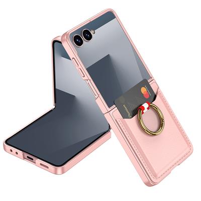 Galaxy Z Flip 7 Zore Kıpta Yüzüklü Kartlıklı Kapak