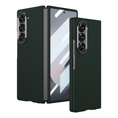 Galaxy Z Fold 6 Uyumlu Kılıf Kamera Korumalı Karbon Fiber Tasarımlı Arka Yüzey Zore Kıpta Karbon Kapak