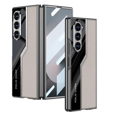 Galaxy Z Fold 6 Uyumlu Kılıf Ultra İnce Kamera Korumalı PC + Deri Arka Yüzey Zore Kıpta Poligan Kapak