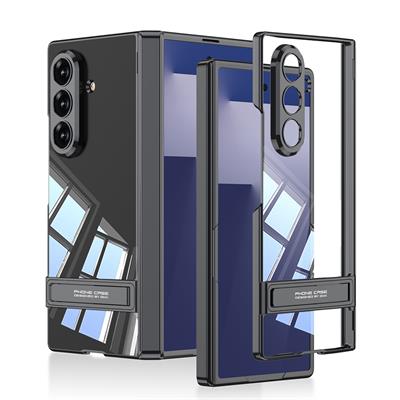 Galaxy Z Fold 7 Uyumlu Kılıf Kamera Korumalı Şeffaf Tasarımlı Zore Lego Standlı Kapak
