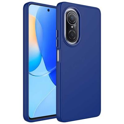 Huawei Nova 9 SE Uyumlu Kılıf Metal Çerçeve ve Buton Tasarımlı Silikon Zore Luna Kapak