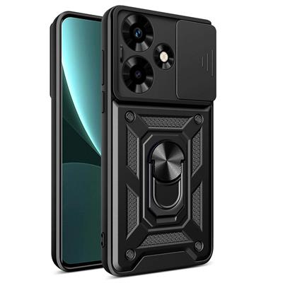 İnfinix Hot 30 Uyumlu Kılıf Magnetik Standlı Kamera Korumalı Zore Sürgülü Vega Kapak