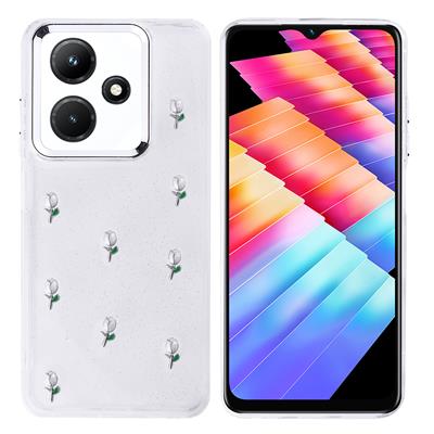 İnfinix Hot 30i Uyumlu Kılıf Airbag Tasarımlı Simli Şeffaf Zore Kutup Kapak
