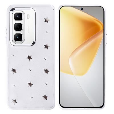 İnfinix Hot 50 Pro 4G Uyumlu Kılıf Airbag Tasarımlı Simli Şeffaf Zore Kutup Kapak