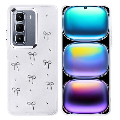 İnfinix Hot 50 Pro Plus 4G Uyumlu Kılıf Airbag Tasarımlı Simli Şeffaf Zore Kutup Kapak