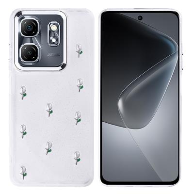 İnfinix Smart 9 Uyumlu Kılıf Airbag Tasarımlı Simli Şeffaf Zore Kutup Kapak