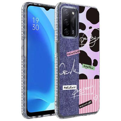 Oppo A54 4G Uyumlu Kılıf Airbag Kenarlı Renkli Desenli Silikon Zore Elegans Kapak