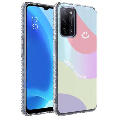 Oppo A54 4G Uyumlu Kılıf Airbag Kenarlı Renkli Desenli Silikon Zore Elegans Kapak