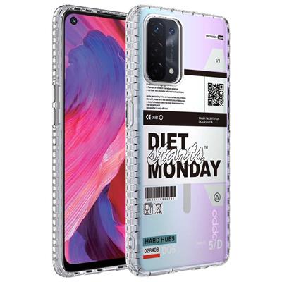 Oppo A74 4G Uyumlu Kılıf Airbag Kenarlı Renkli Desenli Silikon Zore Elegans Kapak