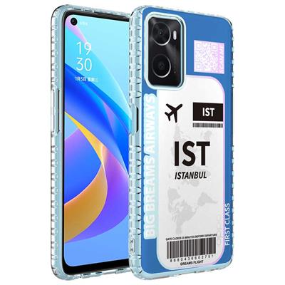 Oppo A96 4G Uyumlu Kılıf Airbag Kenarlı Renkli Desenli Silikon Zore Elegans Kapak