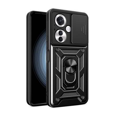 Oppo Reno 11F 5G Uyumlu Kılıf Magnetik Standlı Kamera Korumalı Zore Sürgülü Vega Kapak