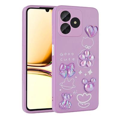 Realme C53 Uyumlu Kılıf Kabartma Figürlü Parlak Zore Toys Silikon Kapak