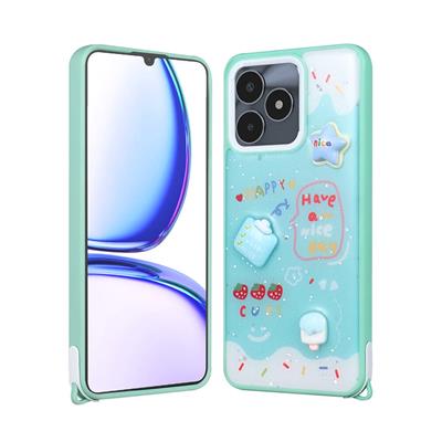 Realme C53 Uyumlu Kılıf Parlayan Simli Kabartma Figürlü Zore Cevze Kapak