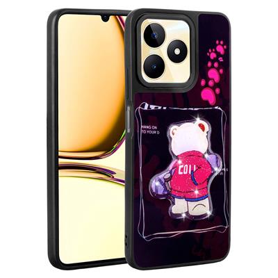 Realme C55 Uyumlu Kılıf Parlayan Kabartmalı İkonik Figürlü Zore Amas Silikon Kapak