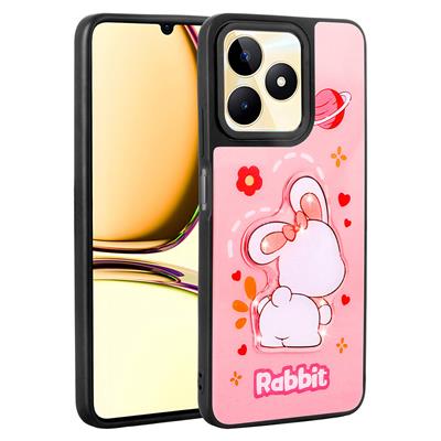 Realme C55 Uyumlu Kılıf Parlayan Kabartmalı İkonik Figürlü Zore Amas Silikon Kapak