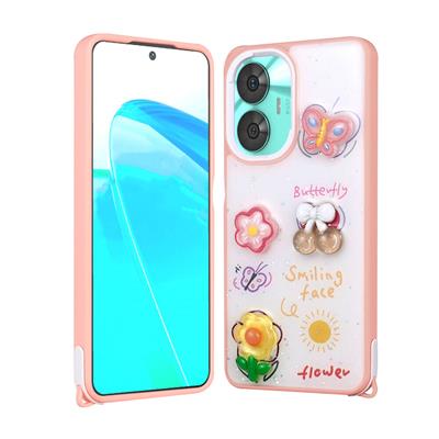 Realme C55 Uyumlu Kılıf Parlayan Simli Kabartma Figürlü Zore Cevze Kapak