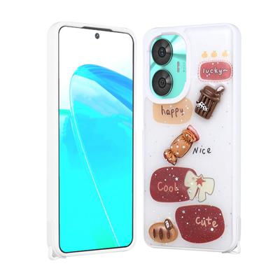 Realme C55 Uyumlu Kılıf Parlayan Simli Kabartma Figürlü Zore Cevze Kapak