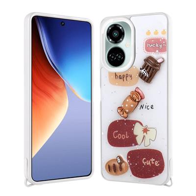 Tecno Camon 19 Uyumlu Kılıf Parlayan Simli Kabartma Figürlü Zore Cevze Kapak