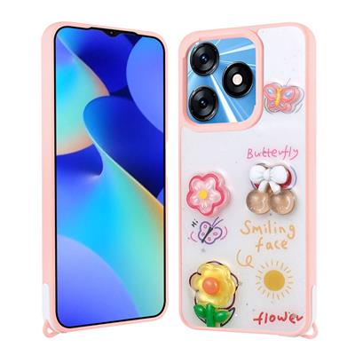 Tecno Spark 10 4G Uyumlu Kılıf Parlayan Simli Kabartma Figürlü Zore Cevze Kapak