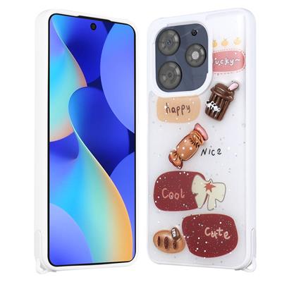 Tecno Spark 10 Pro Uyumlu Kılıf Parlayan Simli Kabartma Figürlü Zore Cevze Kapak