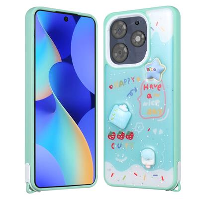 Tecno Spark 10 Pro Uyumlu Kılıf Parlayan Simli Kabartma Figürlü Zore Cevze Kapak