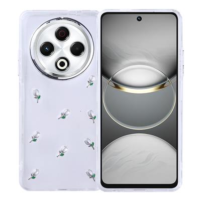 Tecno Spark 30 4G Uyumlu Kılıf Airbag Tasarımlı Simli Şeffaf Zore Kutup Kapak
