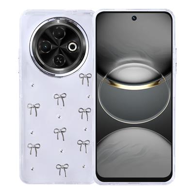 Tecno Spark 30C Uyumlu Kılıf Airbag Tasarımlı Simli Şeffaf Zore Kutup Kapak