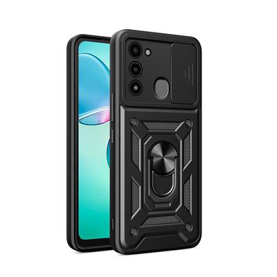 Tecno Spark 8C Uyumlu Kılıf Magnetik Standlı Kamera Korumalı Zore Sürgülü Vega Kapak