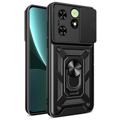 Tecno Spark Go 2024 Uyumlu Kılıf Magnetik Standlı Kamera Korumalı Zore Sürgülü Vega Kapak