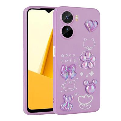 Vivo Y16 Uyumlu Kılıf Kabartma Figürlü Parlak Zore Toys Silikon Kapak