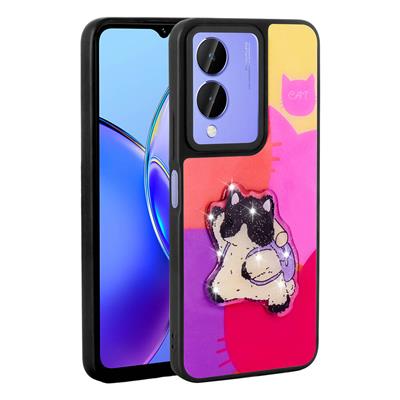 Vivo Y17S Uyumlu Kılıf Parlayan Kabartmalı İkonik Figürlü Zore Amas Silikon Kapak