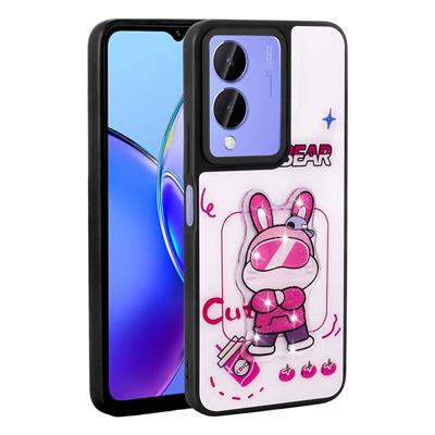 Vivo Y17S Uyumlu Kılıf Parlayan Kabartmalı İkonik Figürlü Zore Amas Silikon Kapak