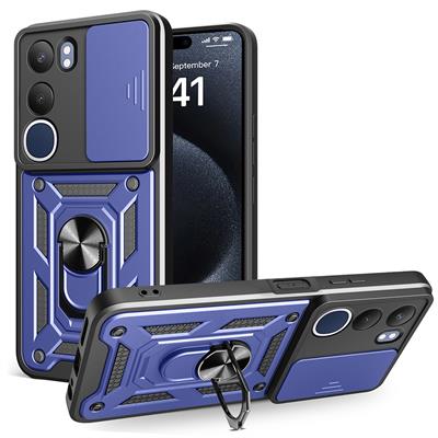 Vivo Y19S Uyumlu Kılıf Magnetik Standlı Kamera Korumalı Zore Sürgülü Vega Kapak