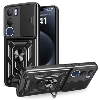 Vivo Y19S Uyumlu Kılıf Magnetik Standlı Kamera Korumalı Zore Sürgülü Vega Kapak