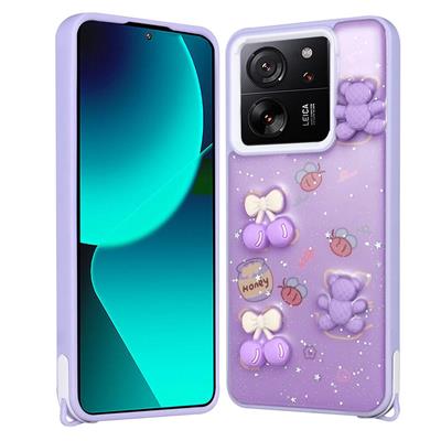 Xiaomi Mi 13T Pro Uyumlu Kılıf Parlayan Simli Kabartma Figürlü Zore Cevze Kapak